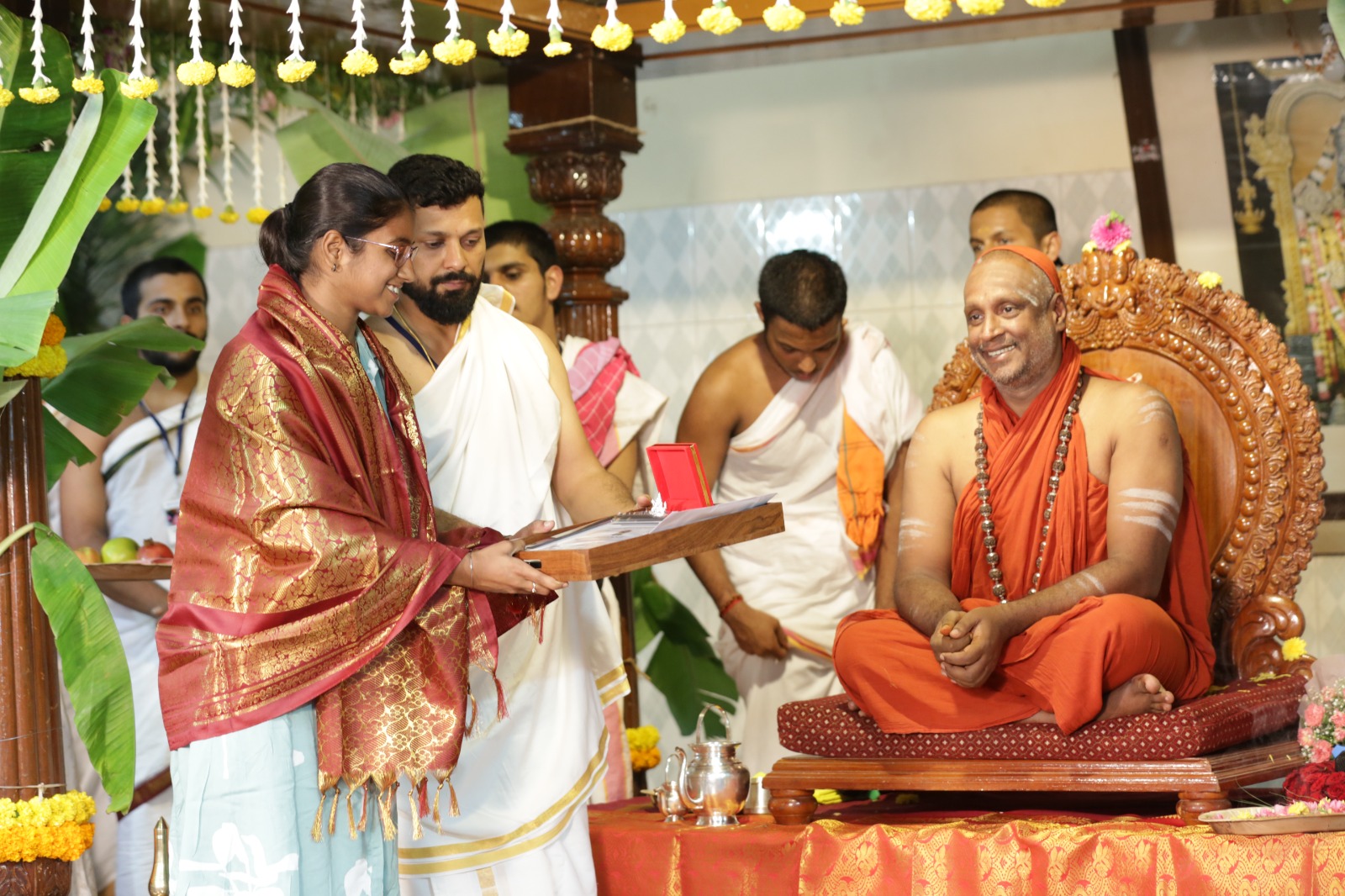 Kum. S. Sirisha receiving the Paramahamsa Ekalavya Award